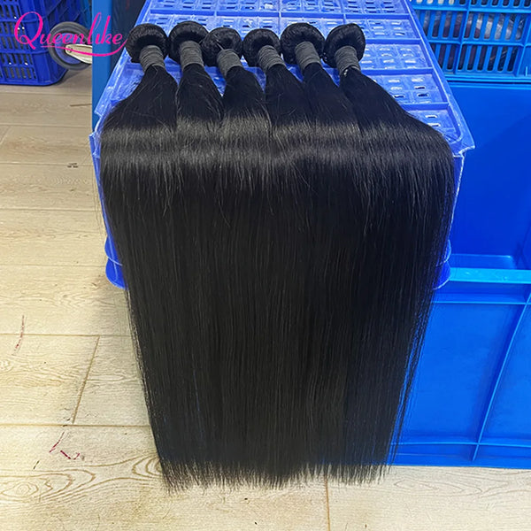Queenlike 30 Inch Human Hair Bundles Brazilian Raw Hair Weave 1/3/4