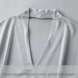 Summer Mulberry Silk Seamless T-shirt Women Double Layered V-neck Short Sleeve Soft Tops