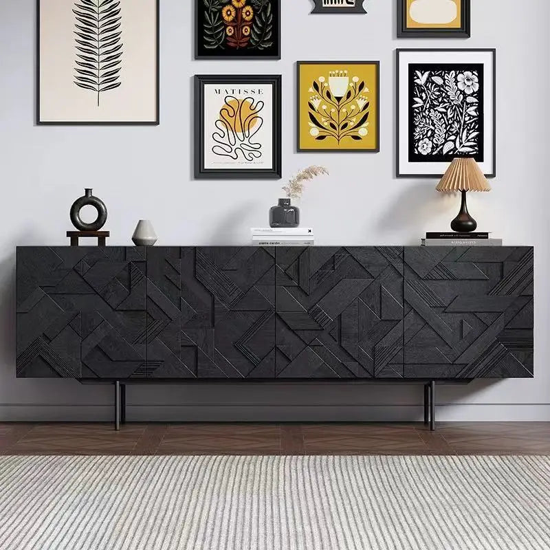 Solid wood dining side cabinet entrance entrance decoration living room multi-functional storage cabinet