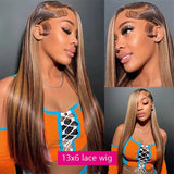 30 36 Inches Highlight 13x4 13x6 HD Lace Frontal Wig 200% Human Hair Wigs 4/27 Colored Brazilian Straight Wigs For Women