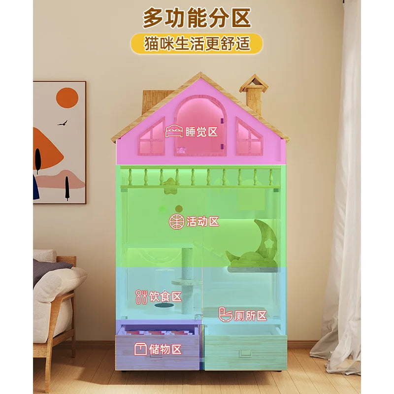 Cat Villa Pet Cabinet Cat Cage Household Indoor  Large Free Space