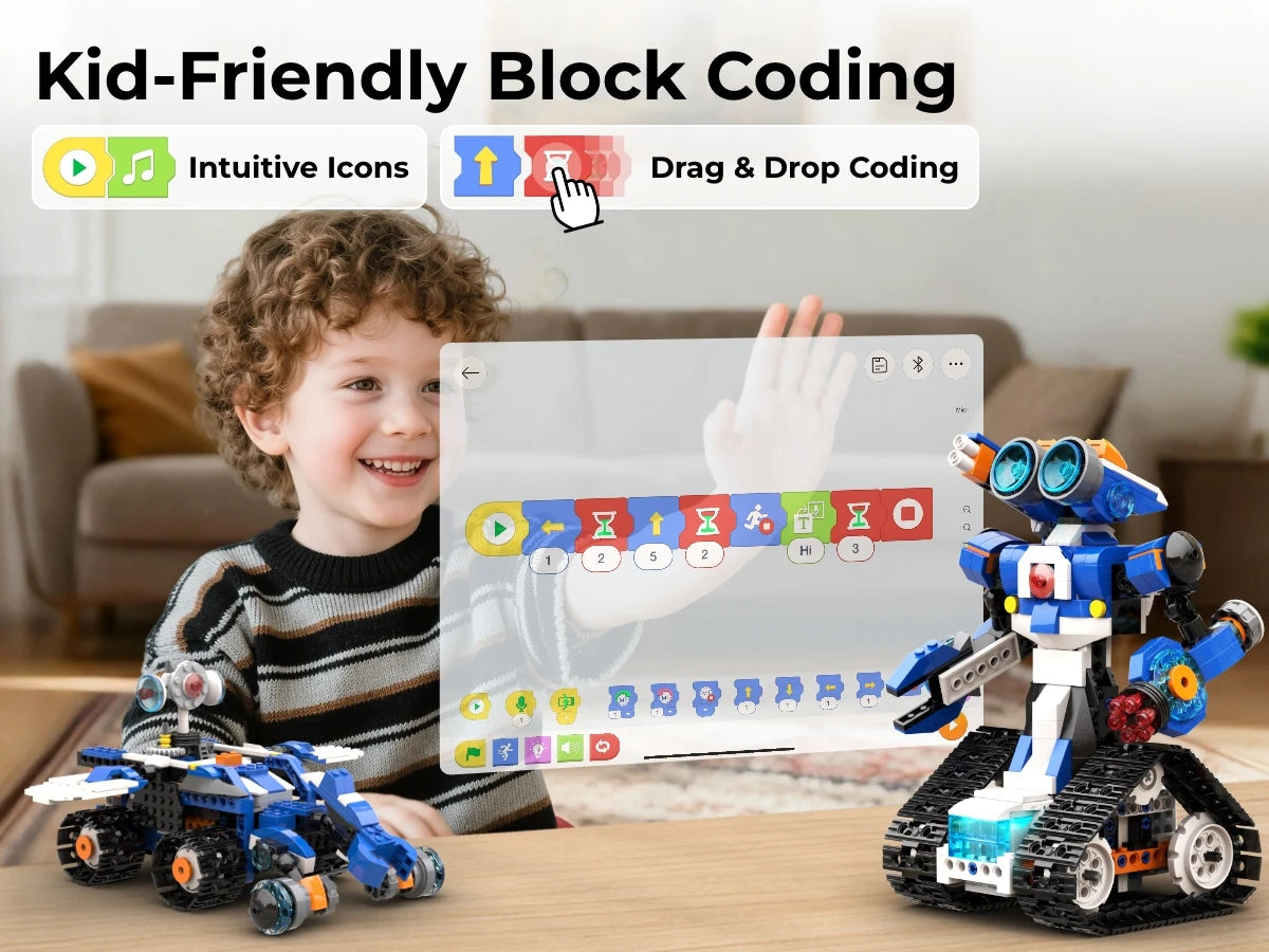 APITOR Building Blocks MIT APP Control Scratch Programmable Monster Robot Car Building Blocks STEM Electric DIY Coding Toy Birthday Gift For Children
