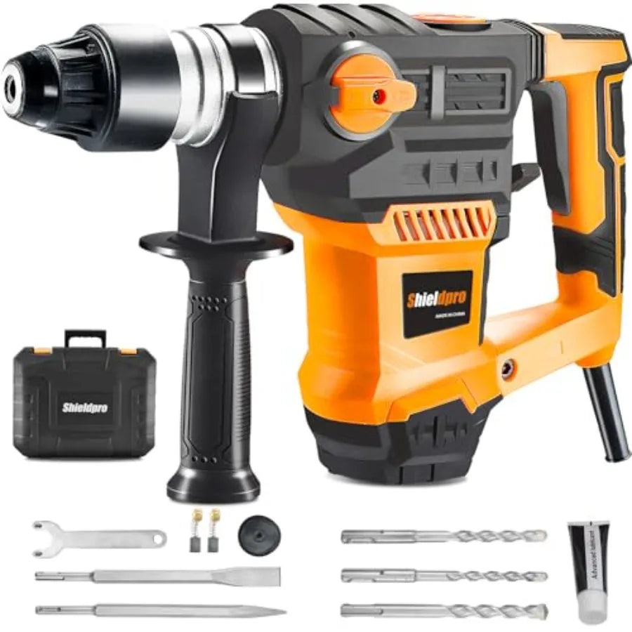 1-1/4 Inch SDS-Plus 13 Amp Rotary Hammer Drill with Heavy Duty Safety Clutch 3 Function Operation Advanced Vibration