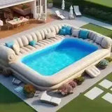 Equipped with Portable Lounge Chairs, Commercial Custom Inflatable Sofa Pool Set,
