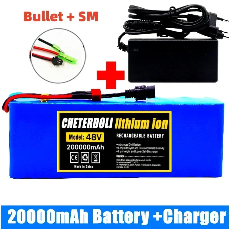 13S3P 20Ah Lithium-ion Battery Pack 48V 20000mAh with 250W 350W 500W 750W 1000W BMS for 54.6V E-bike Electric Bicycle Scooter