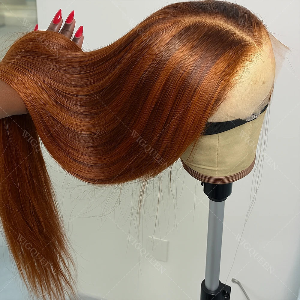 #4/350 Brown Mix Ginger Colored Skunk Stripe 5x5 Lace Front Glueless
