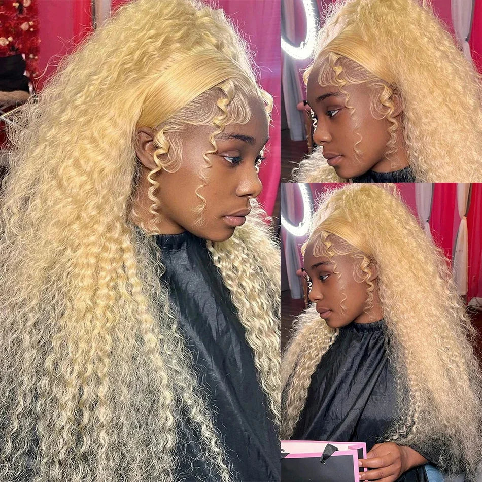 613 Hd Lace Frontal Wig 13X6 Blonde Curly Water Deep Wave Frontal Wig