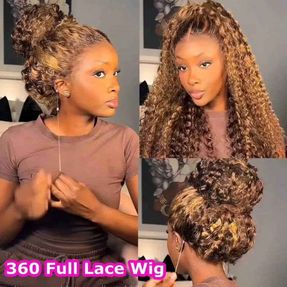 360 Full Lace Wig Human Hair Pre Plucked Hd 250 Density 360 Lace Front Wigs Deep Curly Wigs Human Hair Invisible Drawstring 40In