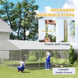 Outdoor Dog Kennel, 19.7' x 19.7' x 8.9', Heavy Duty Large Dog Kennel Outside w/Waterproo Roo, Galvanized Chain Link Pet Enclosu