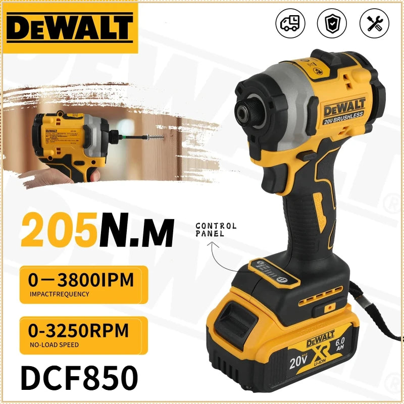 DEWALT DCF850 20V Impact Driver 205N.m Torque Forward/Reverse Switch for Screw Driving&Bolt Tightening in Construction&Workshop