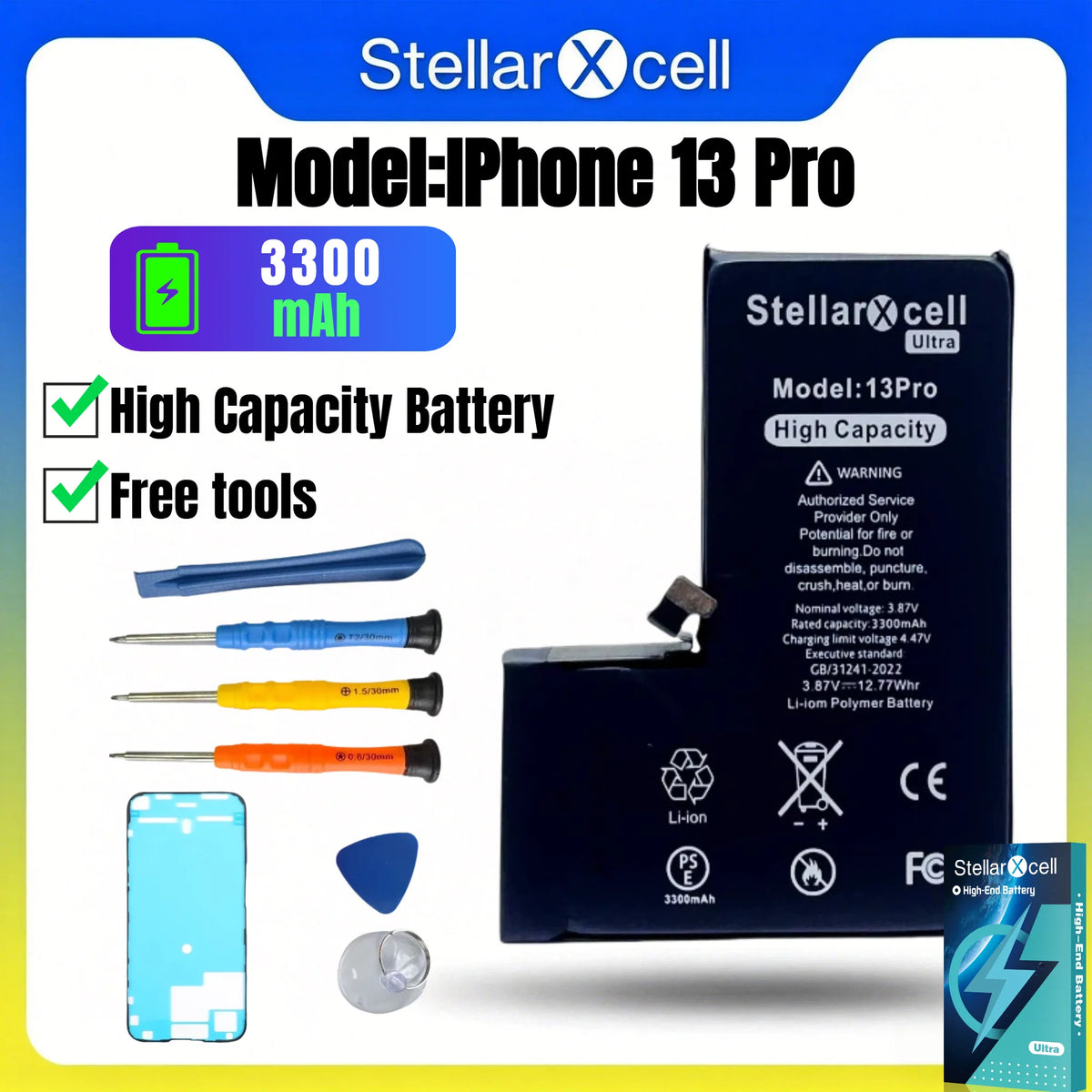 High Cpacity Cell + 7037 TI Ultra Battery Replacement for iPhone StellarXcell11 13mini 15 IP14 Pro Max 12 16 16pro 16promax