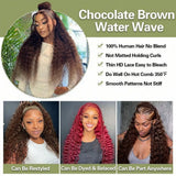 Chocolate Brown Deep Wave 13x6 Lace Front Wig Wig Human Hair Water Wave 250% Density Curly Wig Human Hair Brown Wigs Pre Plucked