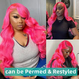 Pink Lace Front Human Hair Wigs Hd Straight 13x6 Lace Frontal Wig Pink Colored Human Hair Pre Plucked with Baby Hair 180 Density