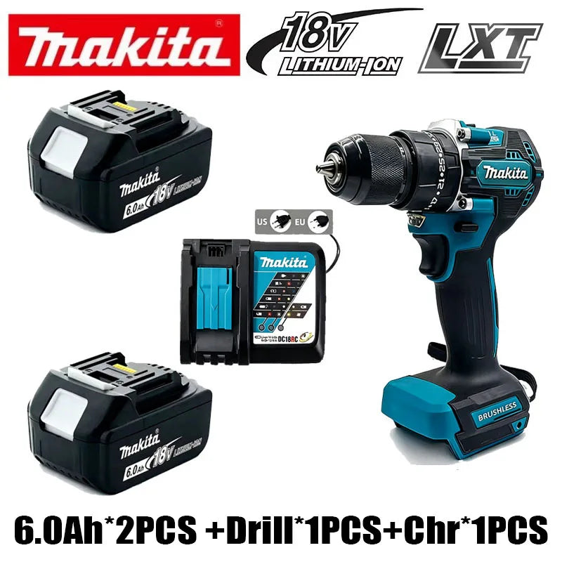 Genuine Makita 18V 6Ah 5Ah Rechargeable Battery for Makita Power Tools Li-ion Replacement 18v Battery+charger+Electric Drill