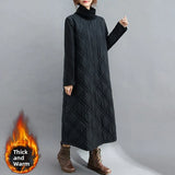Autumn Winter plus Size Loose Slimming Color Cotton Thiened Warm Splicing Long Dr Faionable High Collar Dr