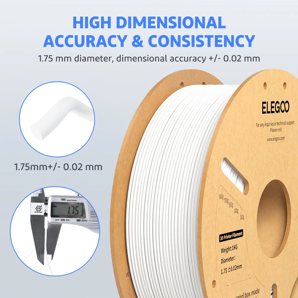 ELEGOO 1.75mm PLA+ Filament 2KG Set Plastic 3D PLA for Most FDM 3D Printers Dimensional Accuracy +/- 0.02mm 2pcs*1kg PLA+ Set