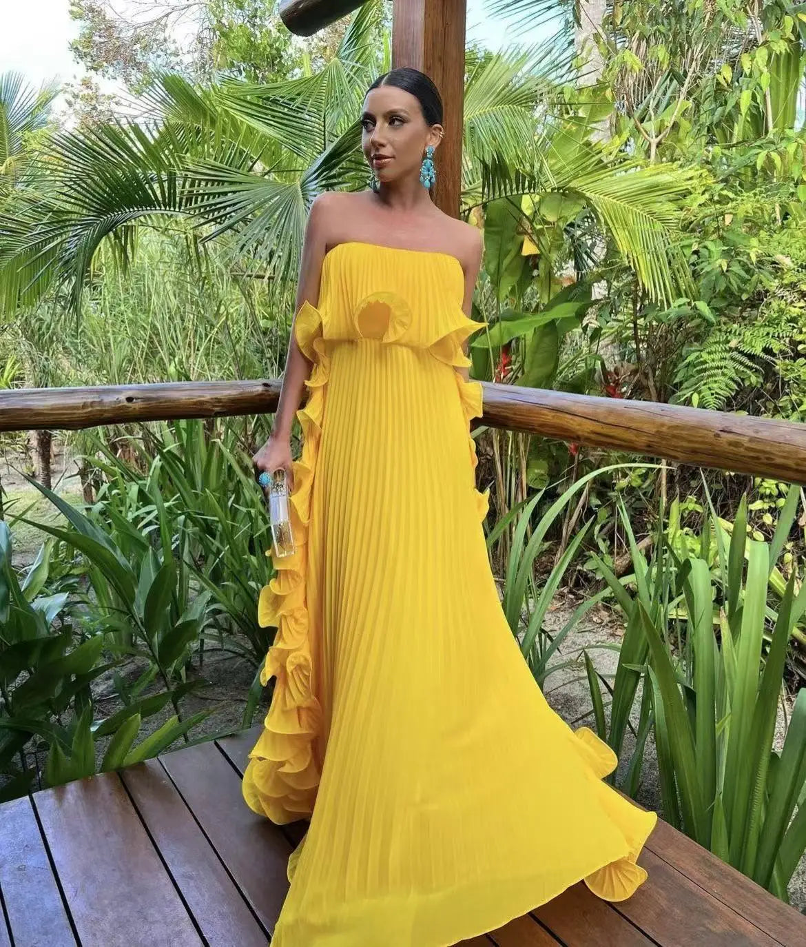 Summer Beach Sexy Bal Long Dr Women's Strapl Gown High Waist Polyester Material No Sve Fairy Skirt Sle