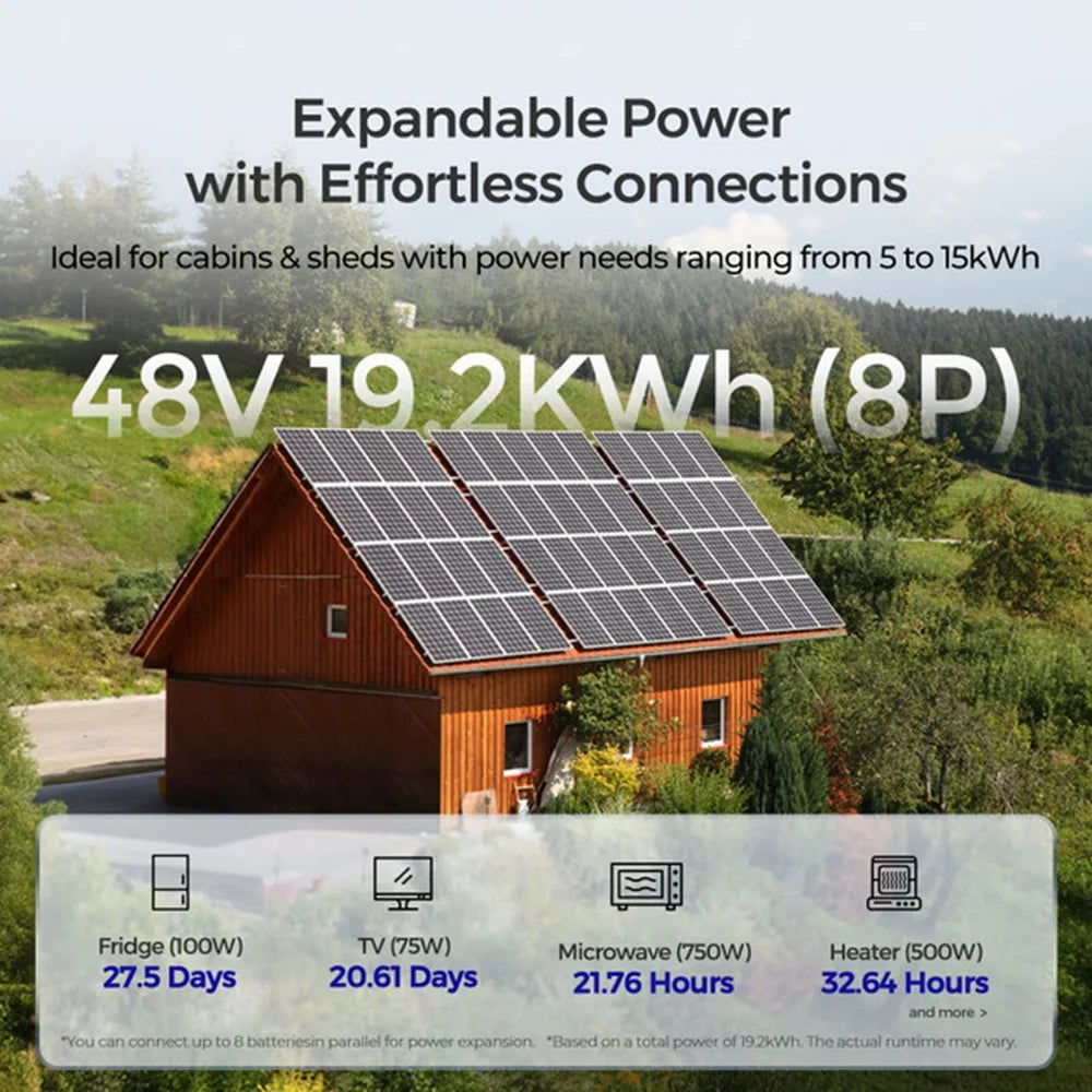 Renogy 48V 50Ah Smart Lithium Iron Phosphate Battery, More than 6000 Cycles, Intelligent Self-Heating, Expandable Power for RV