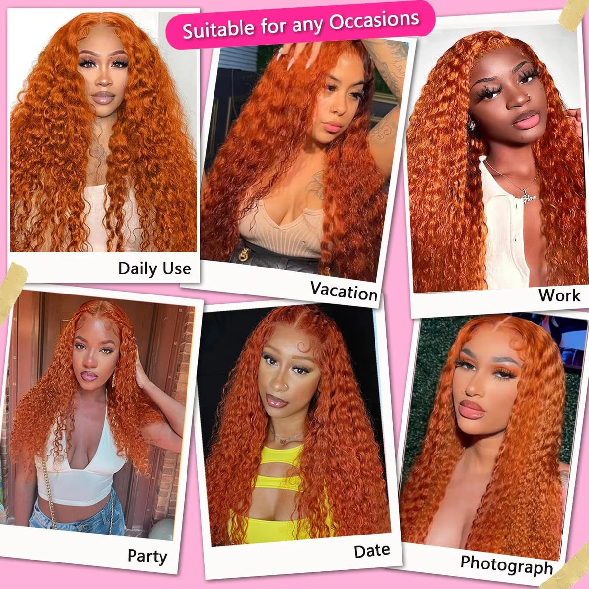 Orange Ginger Lace Front Wig Human Hair 13x6 Deep Wave Lace Front Wigs 36 32Inch Water Wave Human Hair Wig Pre Plucked Curly Wigs