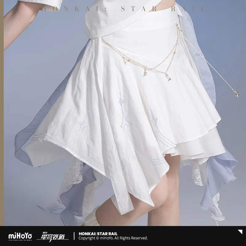 Genuine MiHoYo Game Honkai Star Rail Robin Short Sleeve T-shirt Women Daily Wear Skirt Cosplay Costume Tops Tees Birthday Gift