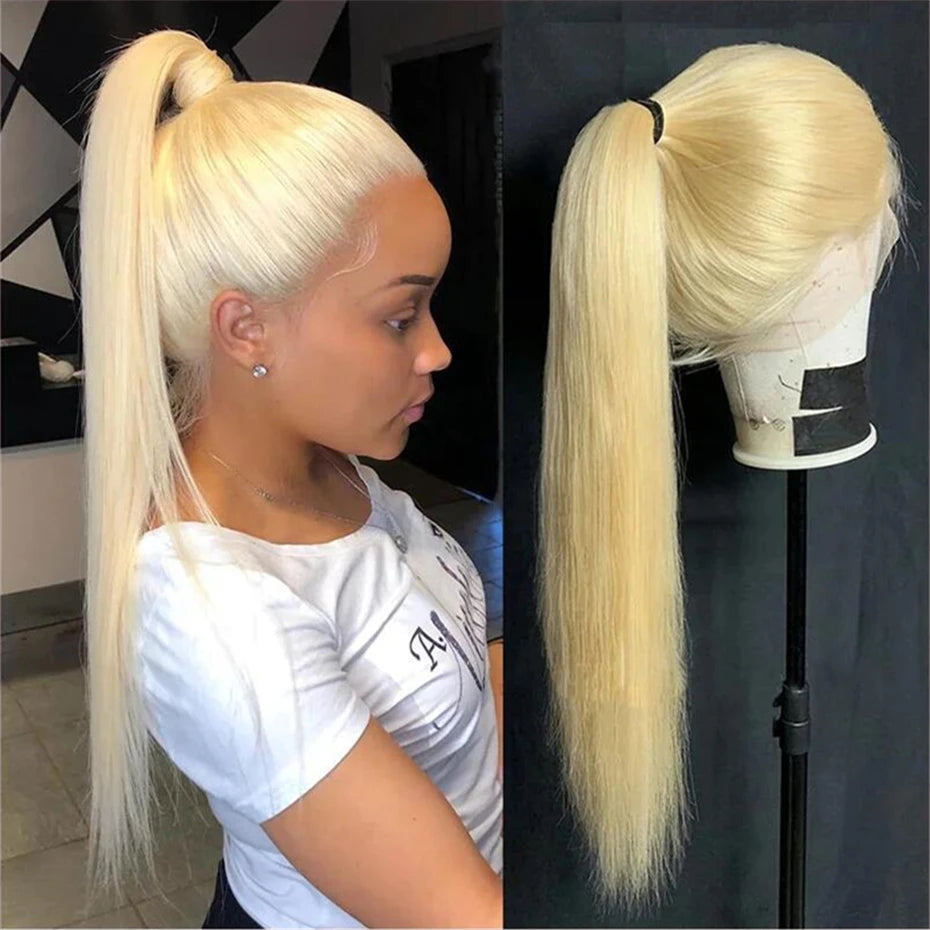 Bone Straight 360 Full Lace Wig Human Hair Brazilian 613 Honey Blonde