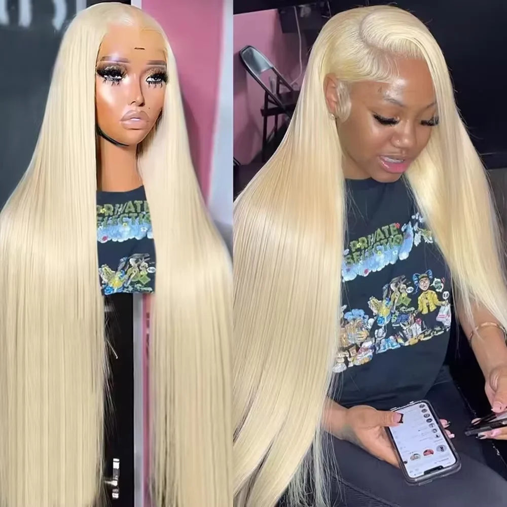 HD Transparent Honey Blonde Wig 30 40 Inch Colored 613 Lace Frontal Wig