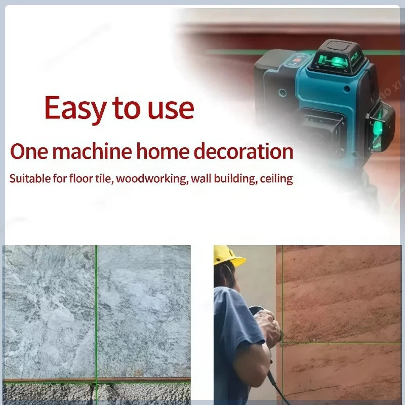 Makita 18V Battery,16Lines4D Green Laser Level, 360°Self Leveling High Precision Horizontal Vertical Cross Line For Construction