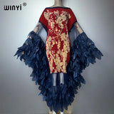 WINYI Summer Women's Casual Dresses Elastic Slim Pleated Dress Abaya Dubai Luxury Party Dress Muslim Woman Boho Evening Dress