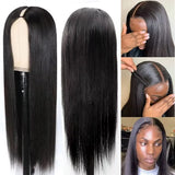 V Part Wig Bone Straight Human Hair Wigs For Women Brazilian Natural Color 250 Density Machine Made V Shape Wigs 40Inch