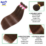 Chocolate Brown Virgin Straight Human Hair Weave Bundles 3/4Pcs Bone Straight Human Hair Extensions For Women Clearance Sale
