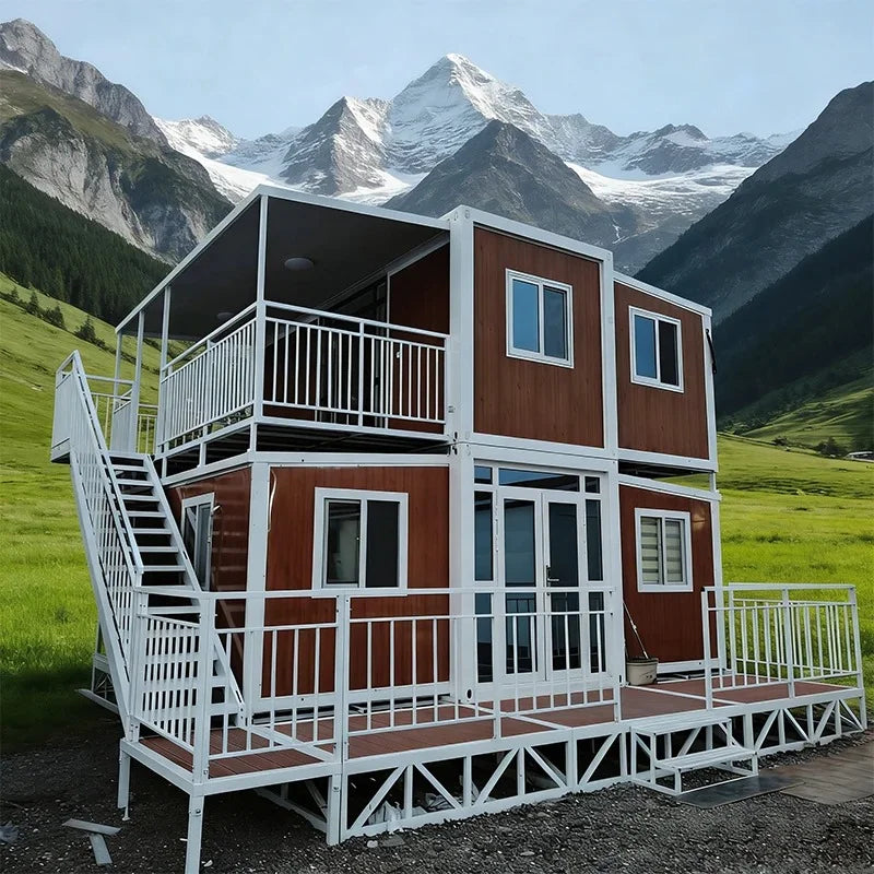 40Ft Luxury Tiny Villa Double Story Foldable Container House Expandable Modular Prefab Folding Container House Tiny Mobile Homes