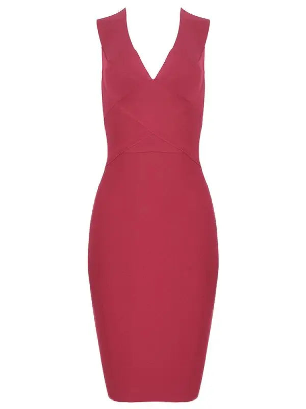 BEAUKEY Vintage Plunge V Tank Wine Red Bandage Dress Summer 2023 Women Criss Evening Party Dresses XL Green White Tight Vestidos