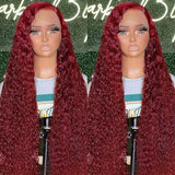 Deep Wave 99J Burgundy 13x4 Lace Frontal Wig Human Hair 13x6 HD Lace Front Wigs Red Wine Water Curly Wigs With Baby Hair
