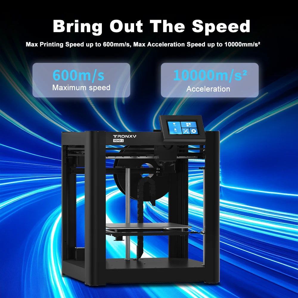 TRONXY VEHO 1A 600mm/s High Speed 3D Printer 255*255*255mm Print Size High-flow Direct Drive Extruder 3d Printer Kit KLIPPER
