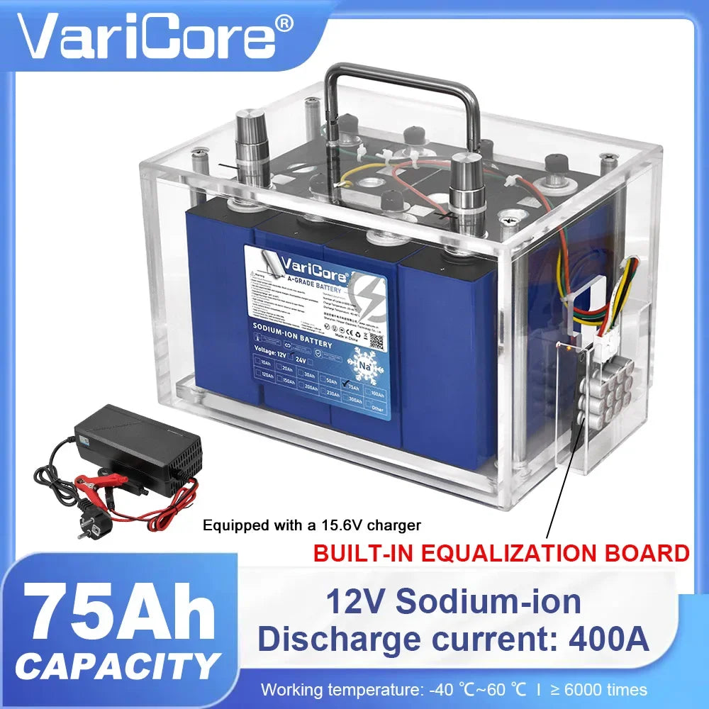 Sodium Ion Rechargeable Battery 12V/15.6V 75Ah 80Ah 230Ah Low Temperature Resistant for Electric Car Golf Cart Off Grid Solar