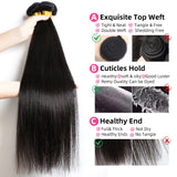 GEM 100% Human Hair Straight Bundles Brazilian Weaving For Women 1 3 4 Bundle Deal Natural Color 12-32Inch Human Hair Extensions