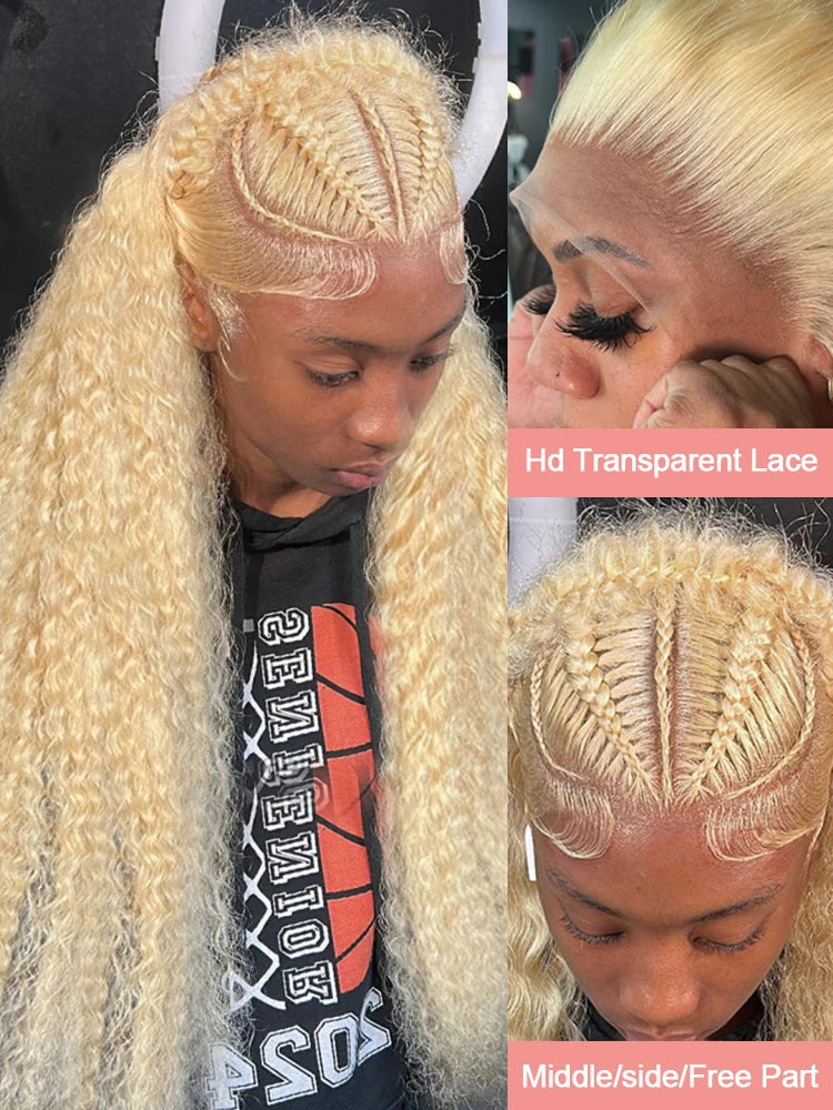 40 Inch Honey Blonde 613 HD Lace Frontal Wig 13x6 Curly Wigs Pre Plucked Brazilian 250% Density Loose Deep Wave Wigs Colored Water Wave Human Hair 13x4 Lace Front Wig For Women