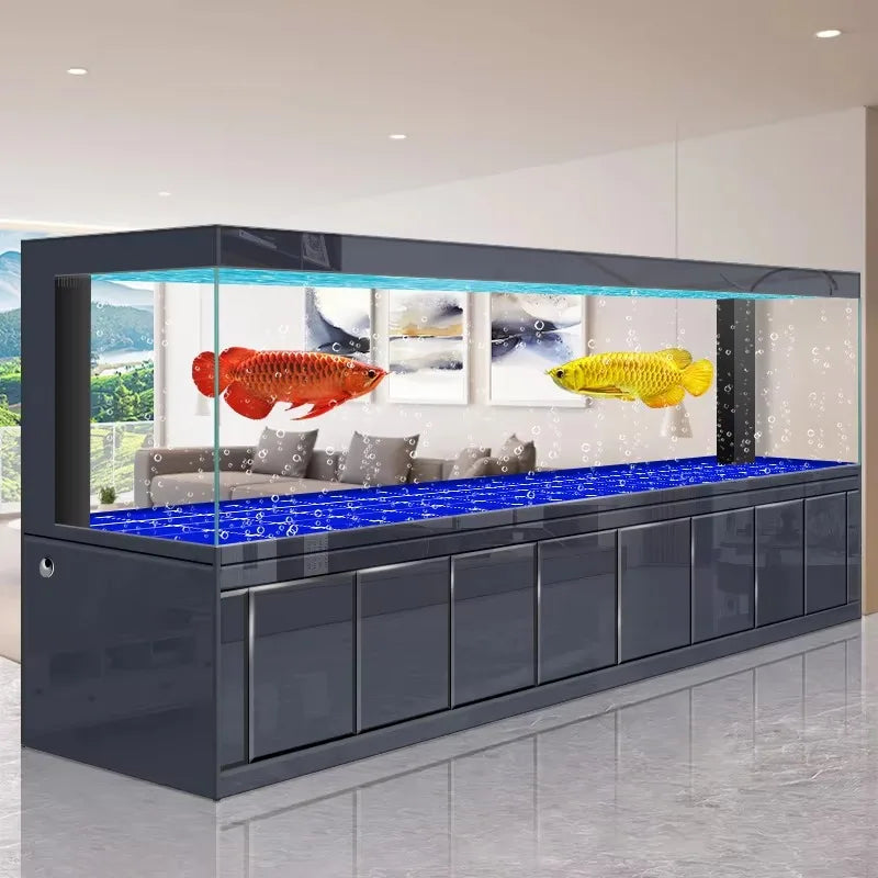 All-in-One Aquarium2026 Integrated Office & Living Room  Large 2m Floor Fish Tank With Bottom Filter For Golden Dragon