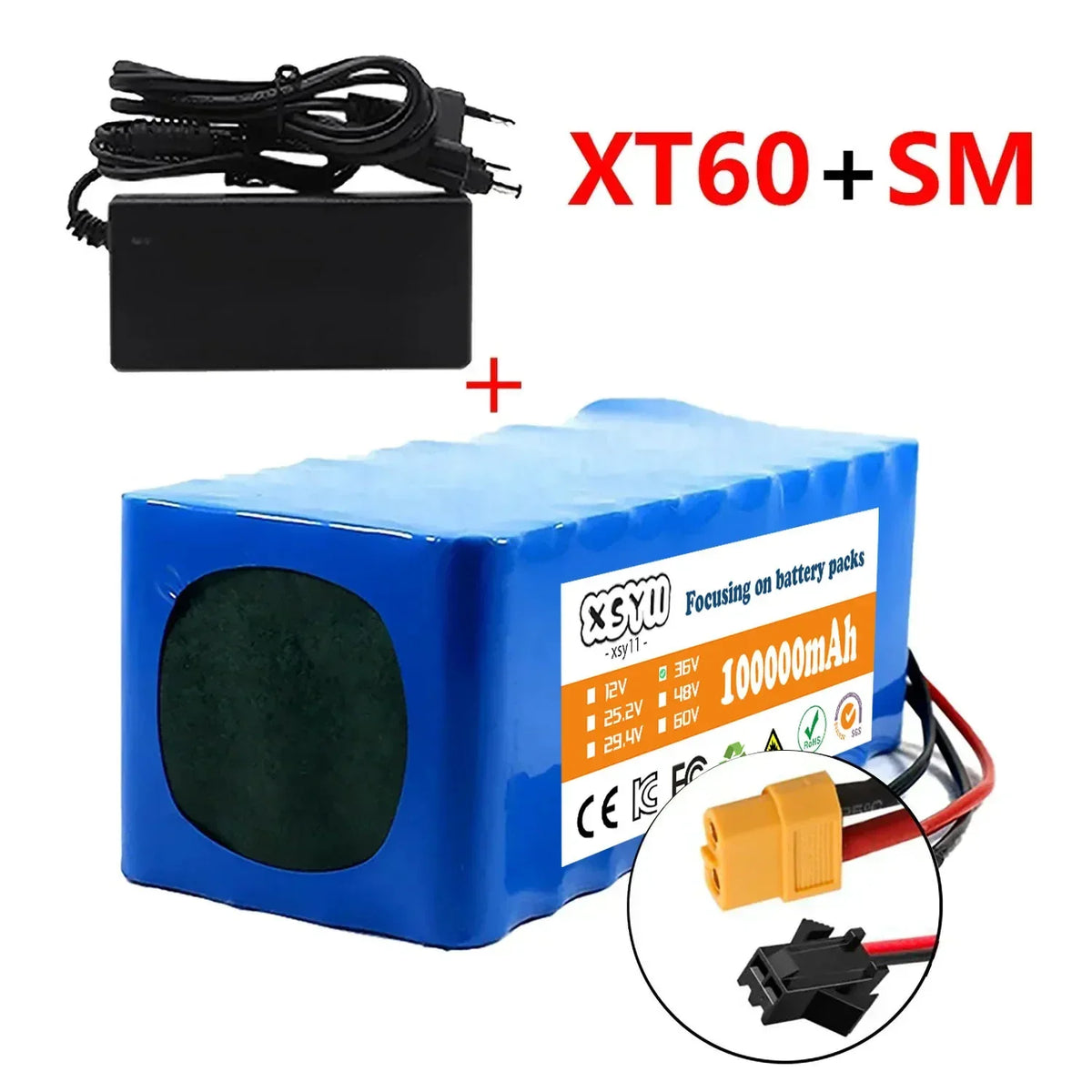 36V 42V 10S4P 100Ah 18650 High-Capacity Power 42V 750W Lithium Battery Pack for Electric Car Bicycle Scooter Belt 30A BMS