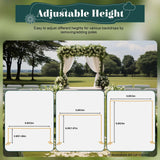 3m Adjustable Gold Square Wedding Arch Stand with Base, Heavy Duty Metal Backdrop Frame for Ceremony Party Decoration