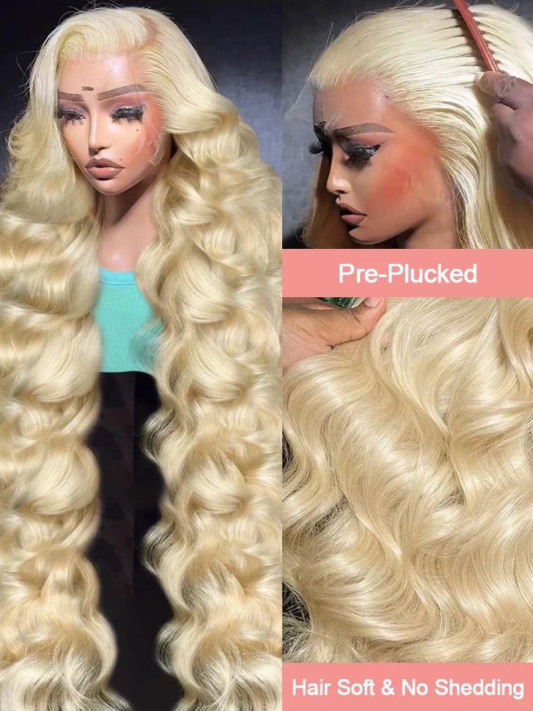 613 Hd Lace Frontal Wig 13x6 Blonde Human Hair Wigs 250 Density Body Wave Lace Front Wigs Colored Human Hair Pre Plucked 40 Inch