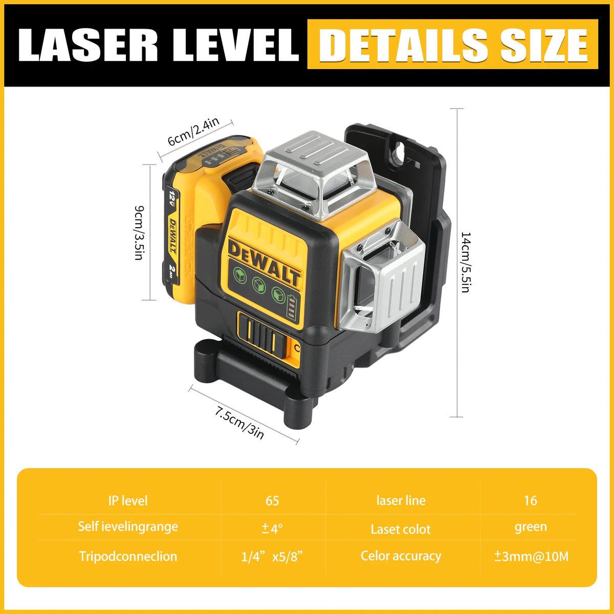 2026 Dewalt DW089LG 12V Green Laser Level, 12 Line 3-Sided 360° Vertical