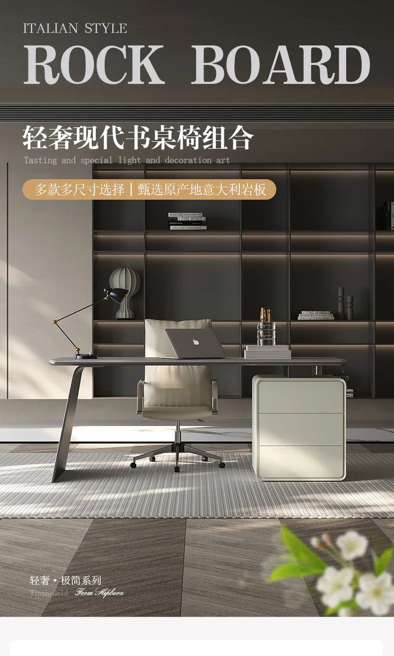 Slate desk light luxury modern home study computer desk high-end Italian minimalist designer boss desk