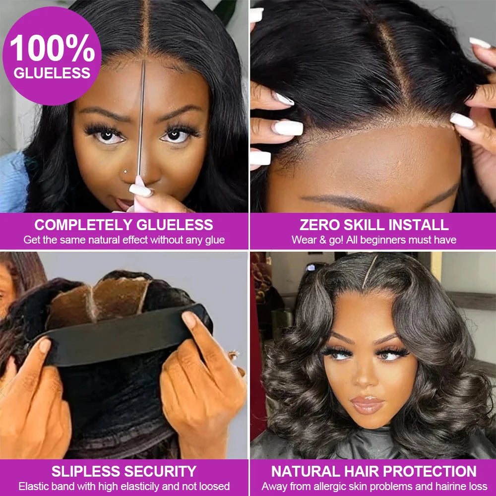 250% Density Body Wave Glueless Wigs Ready To Wear And Go Human Hair PrePlucked Water Wave 13x6 Hd Lace Frontal Wig Human Hair
