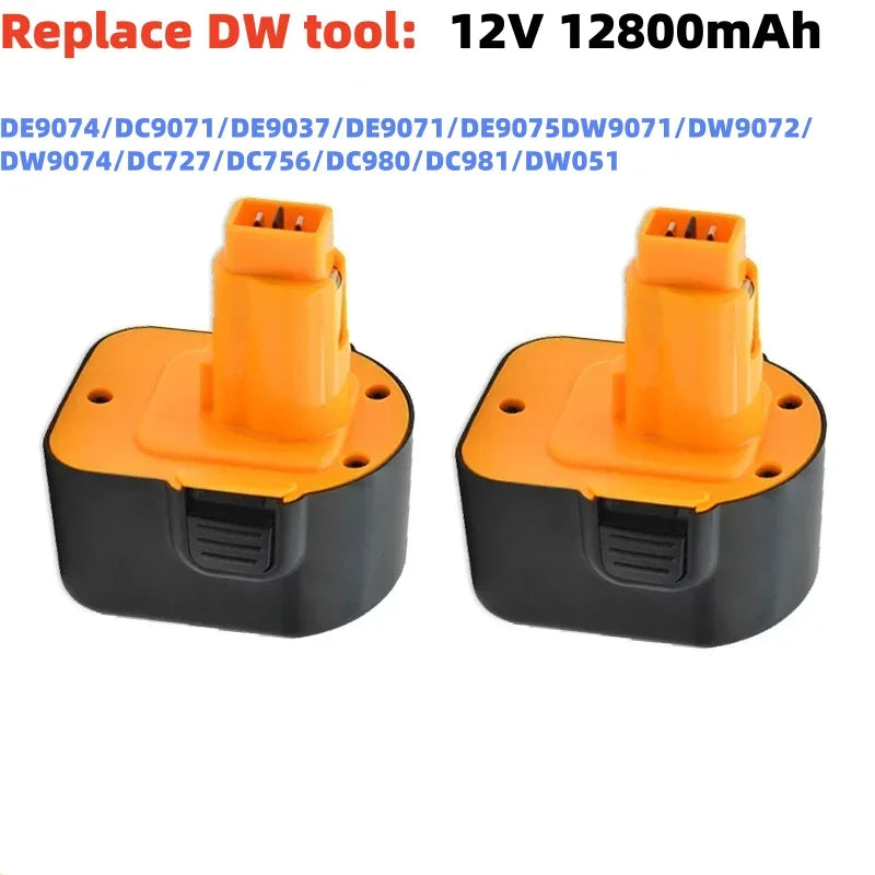 12V 12800mAh High Capacity Tool Battery Compatible with DE9074 DC9071 DE9037 DE9071 DE9075 DW9071 DW9072 DW9074 DC727 DC756 DC91