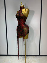 Women Luxury Black Mesh See Through Crystal Diamond Bodycon Dress Sexy Evening Party Club Nightclub Dress Singer Stage Costume