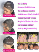 200% Real Density Bone Straight 13x4 13x6 Hd Transparent Lace Frontal Wigs For Women 360 PrePlucked ≥98% Human Hair Lace Front