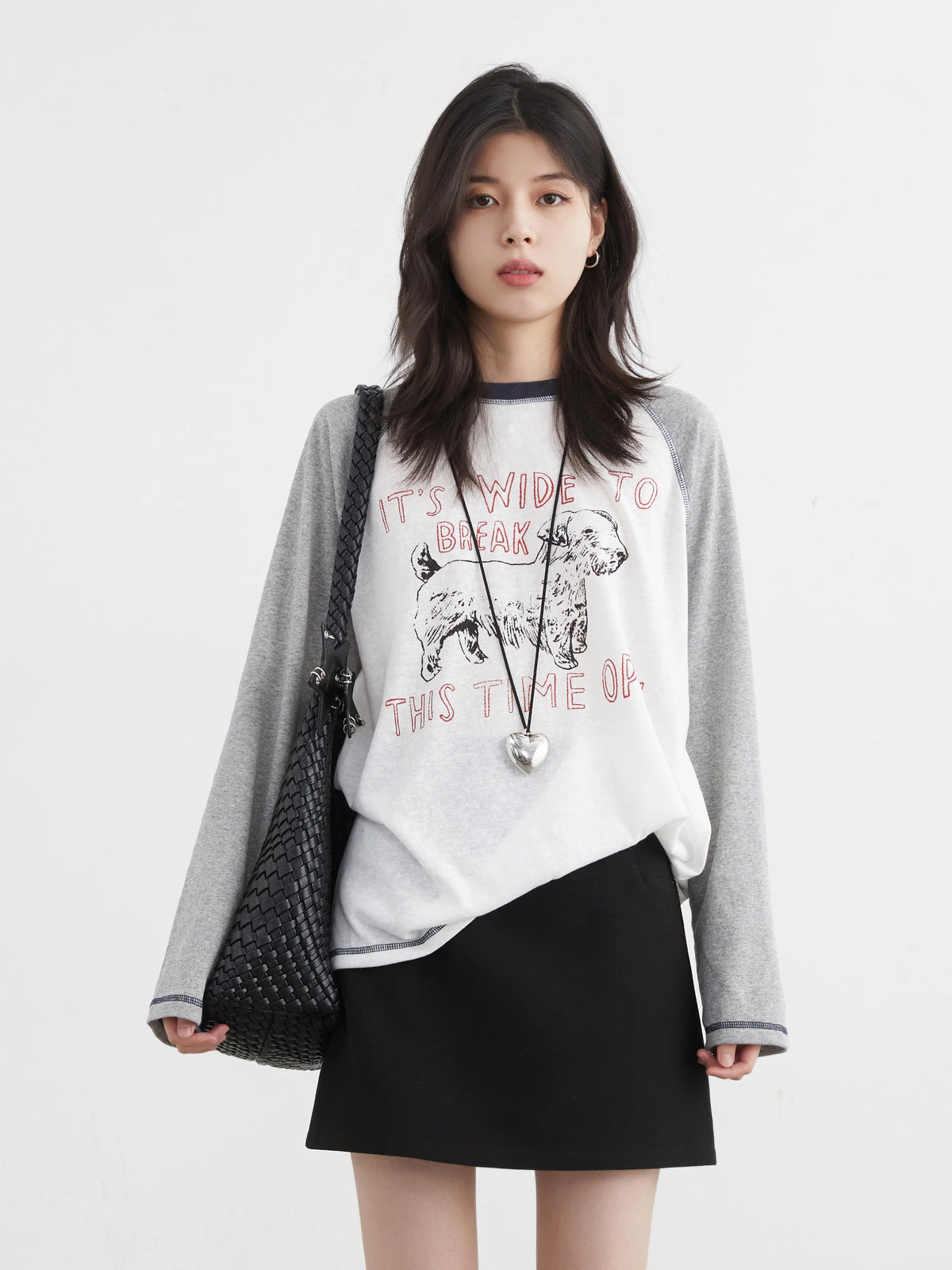 CHIC VEN Korean Women T-Shirts Loose Casual New O Neck Contrasting Letter Printed Long Sleeved Female Tops Spring Autumn 2025