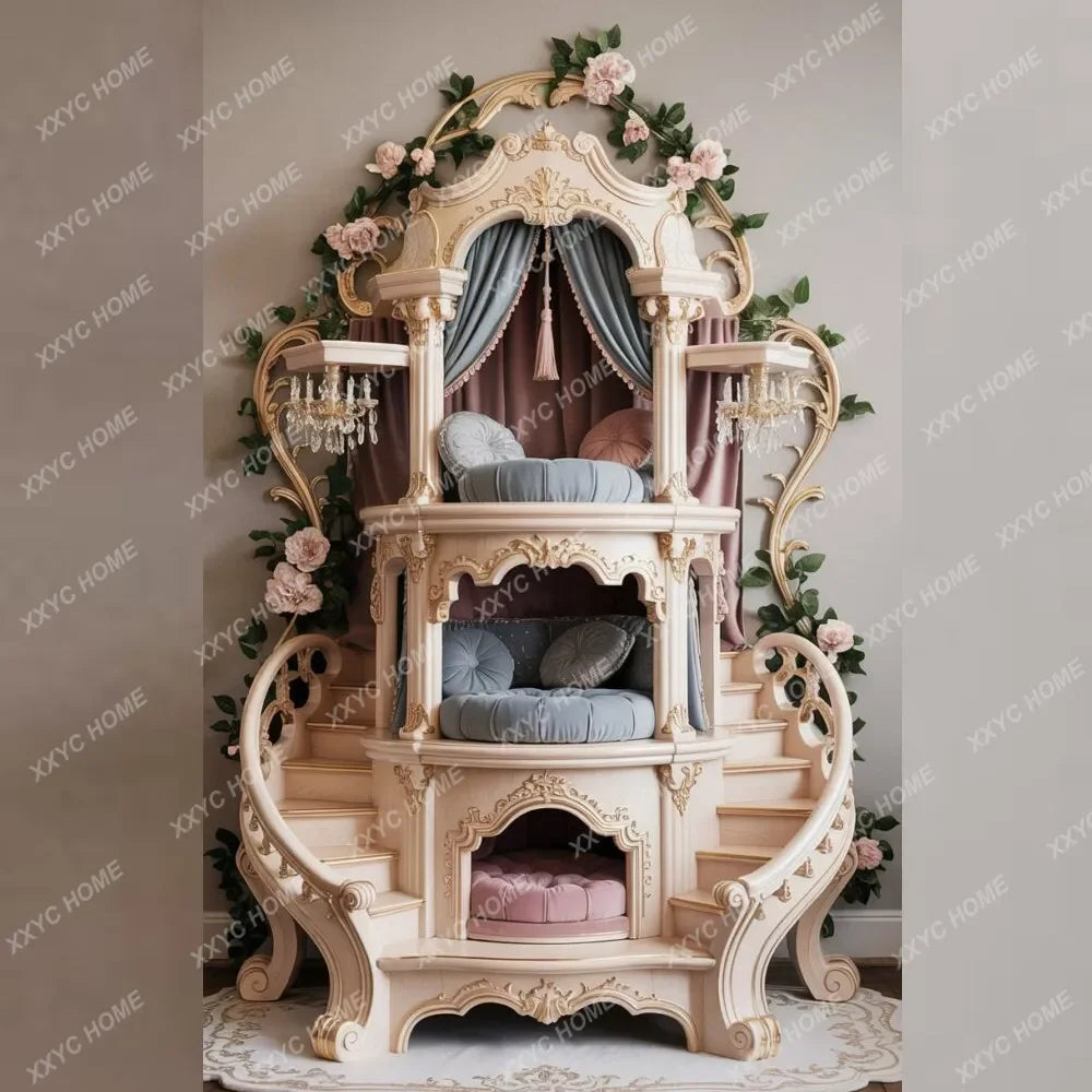 AA High-end solid wood cat climbing frame cat nest cage kitten villa luxury cat house warmth