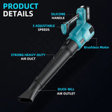 Cordless Leaf Blower For Makita 18V Battery 3-Speed Cannon Blower Super Powerful For Leaf Snow Dust Cleaning Blowing Power Tool